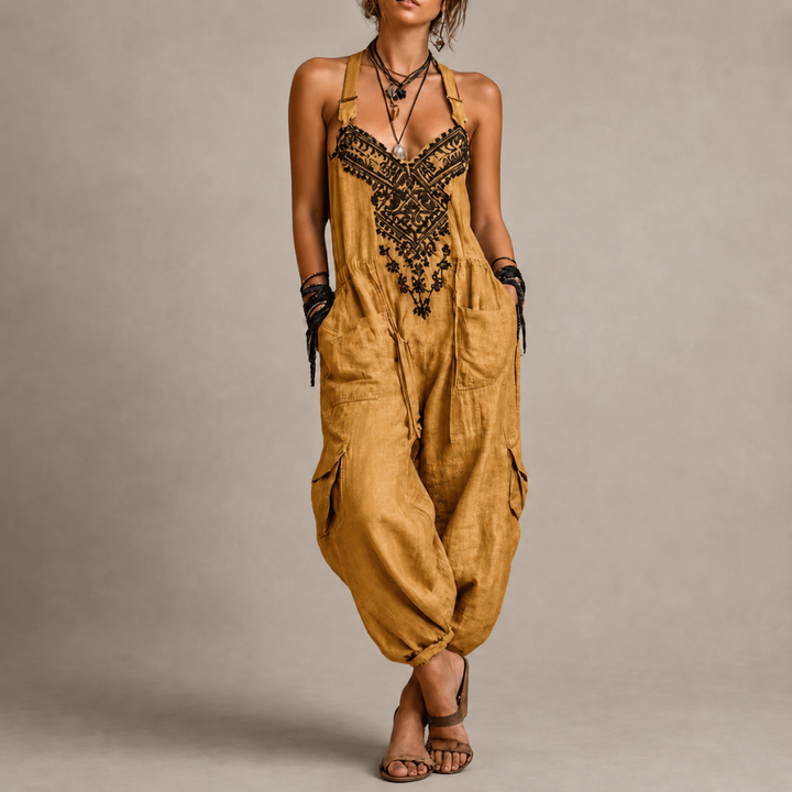 Kombinezon Jagoda™ — haftowany kombinezon boho z kieszeniami